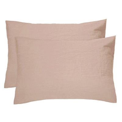 Bambury French Flax Linen Pillowcase Twin Pack Tea Rose