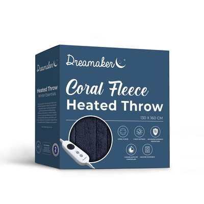 Dreamaker Coral Fleece Reversible Heated Throw Blanket Midnight Blue Thumbnail