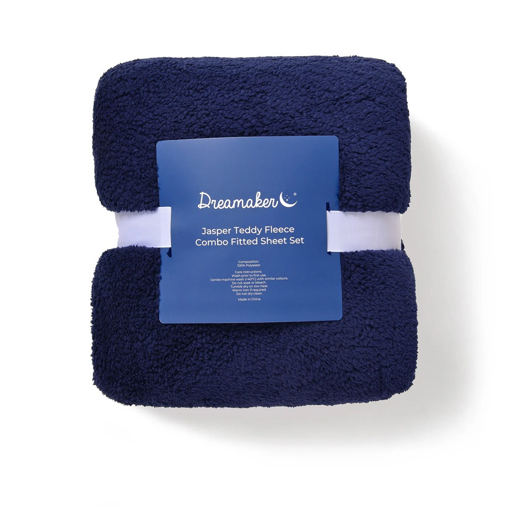 Dreamaker Jasper Teddy Fleece Combo Fitted Sheet Set