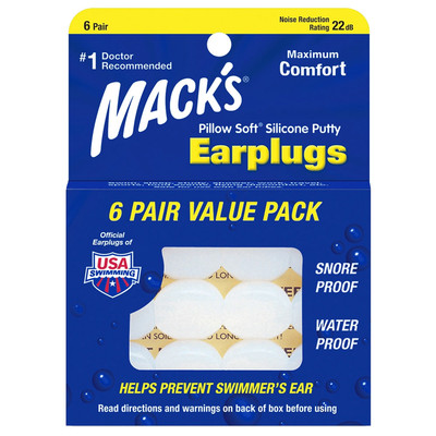 Mack's Moldable Pillow Soft Silicone Earplugs 6 Pairs-Single