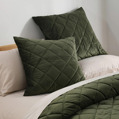 Dreamaker Haven Velvet European Pillowcase Olive