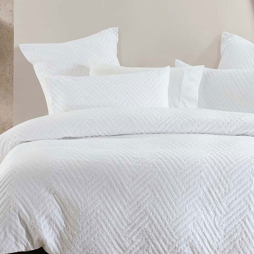 Bambury Panama Jacquard Quilt Cover Set White