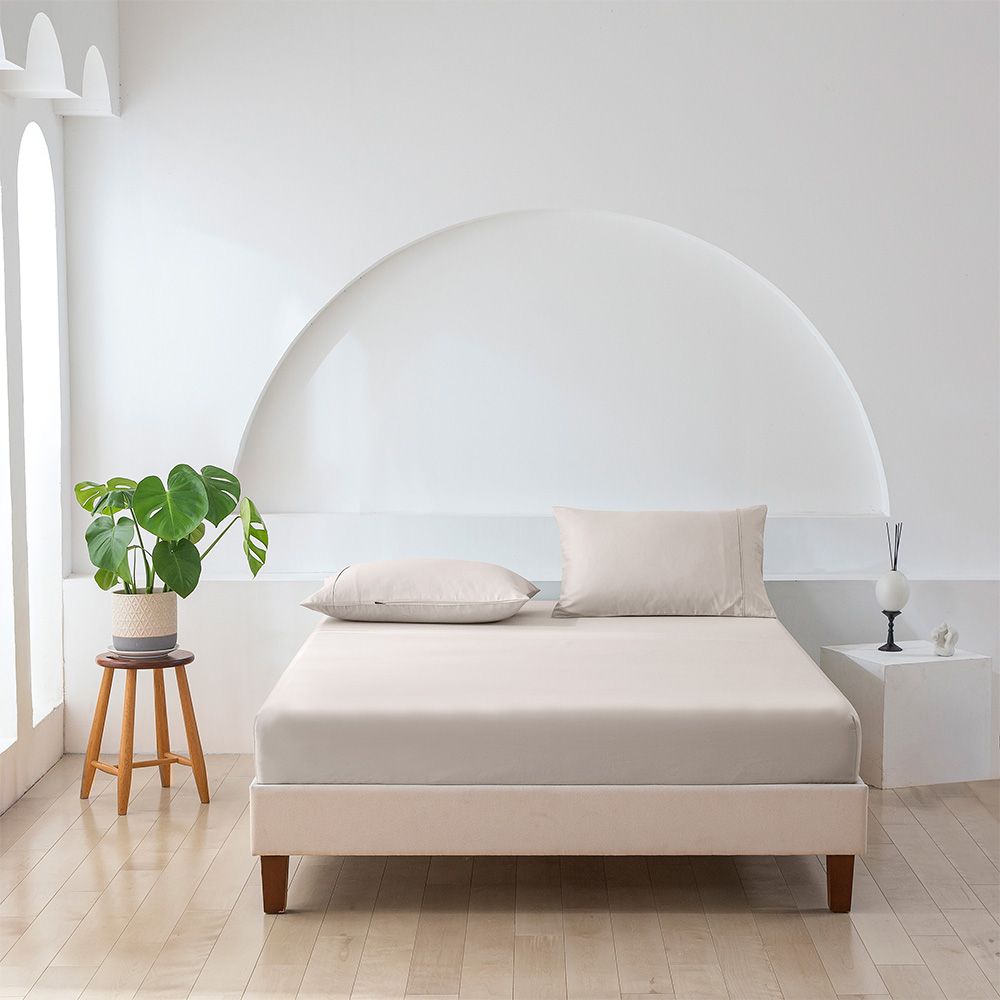 Essn 500TC Cotton Sateen Fitted Sheet Set Stone 2