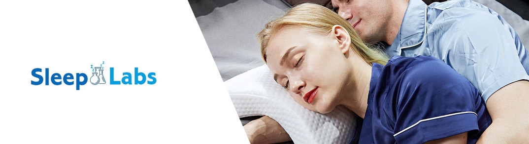 SleepLabs Arm Arch Contoured Memory Foam Pillow with Pillowcase Banner