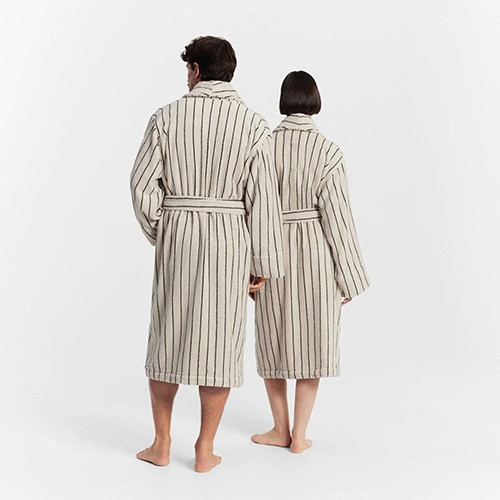 Sheridan Aven Stripe Cotton Bathrobe Lifestyle 2