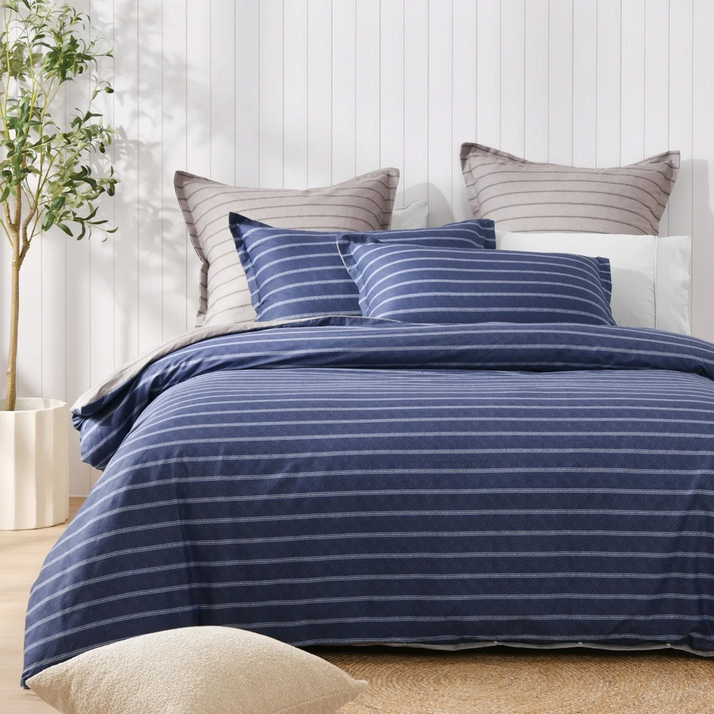 Dreamaker Amalfi Stripe 100% Cotton Reversible Twin Pack European Pillowcase
