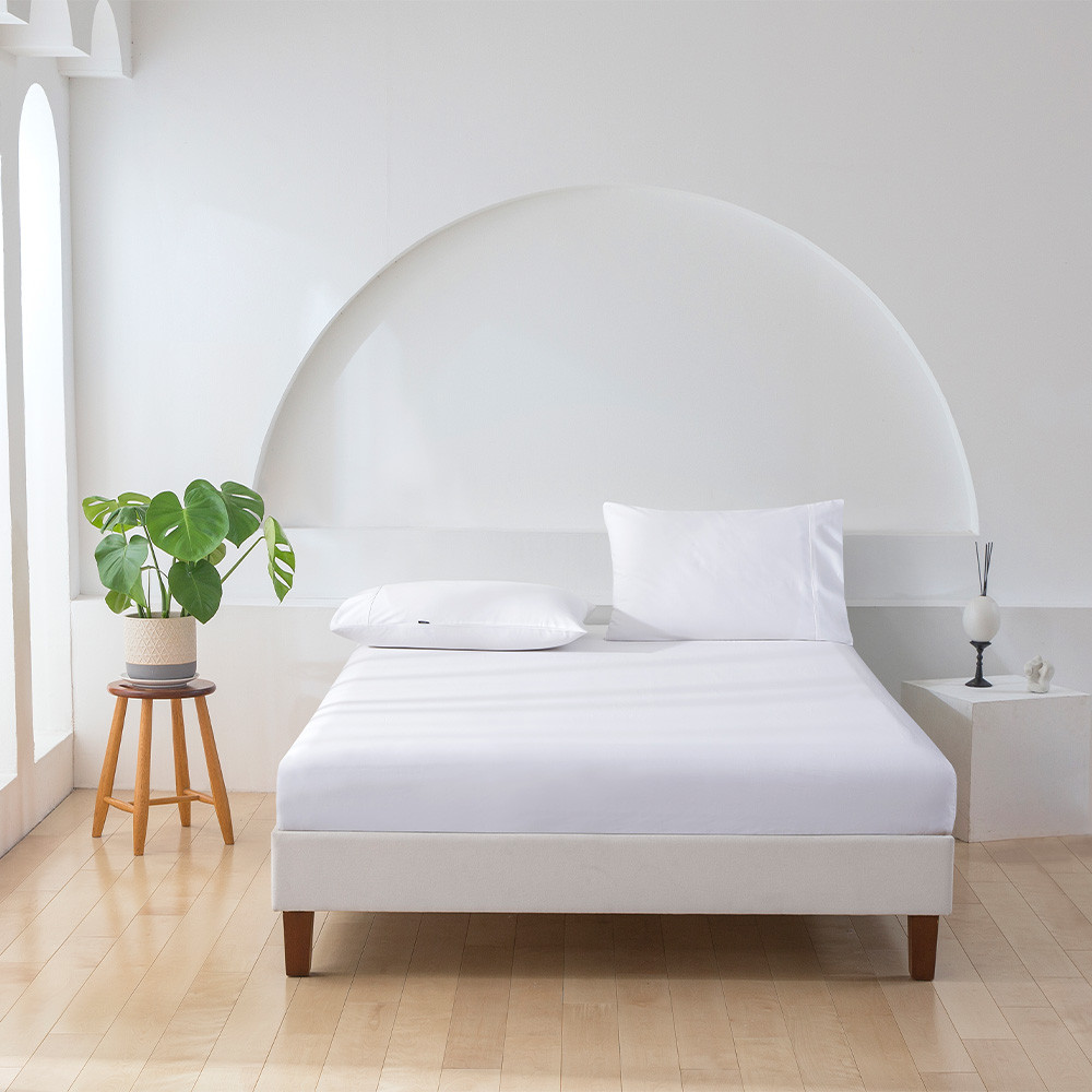 Essn 500TC Cotton Sateen Fitted Sheet Set White