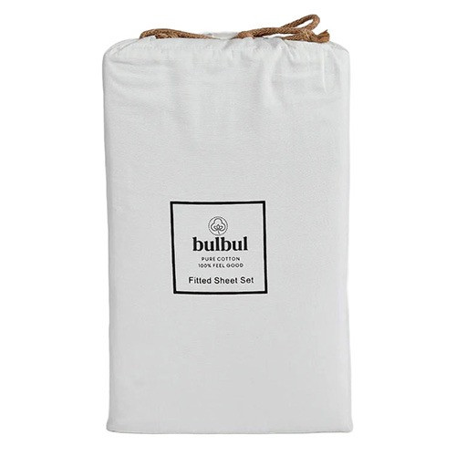 Bambury BB Cotton Fitted Sheet Set Snow White
