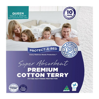 Protect-A-Bed Super Absorbent Premium Cotton Terry Waterproof Mattress Protector