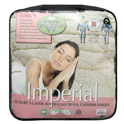 Wooltara Imperial Luxury 2 Layer Reversible Washable Australian Wool Underblanket