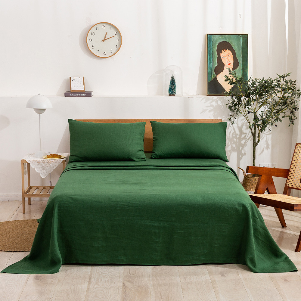Natural Home 100% European Flax Linen Sheet Set Olive