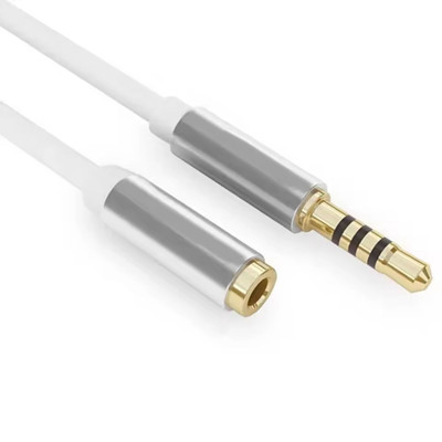 3.5mm Male to Female White Audio Extension Cable 1m
