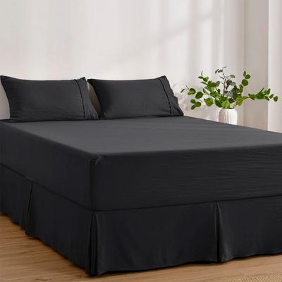 Dreamaker Superfine Washed Microfibre Pleated Valance Black