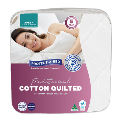 Protect-A-Bed Traditional Cotton Quilted Fitted Waterproof Mattress Protector