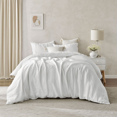 Natural Home European Flax Linen Quilt Cover Set White