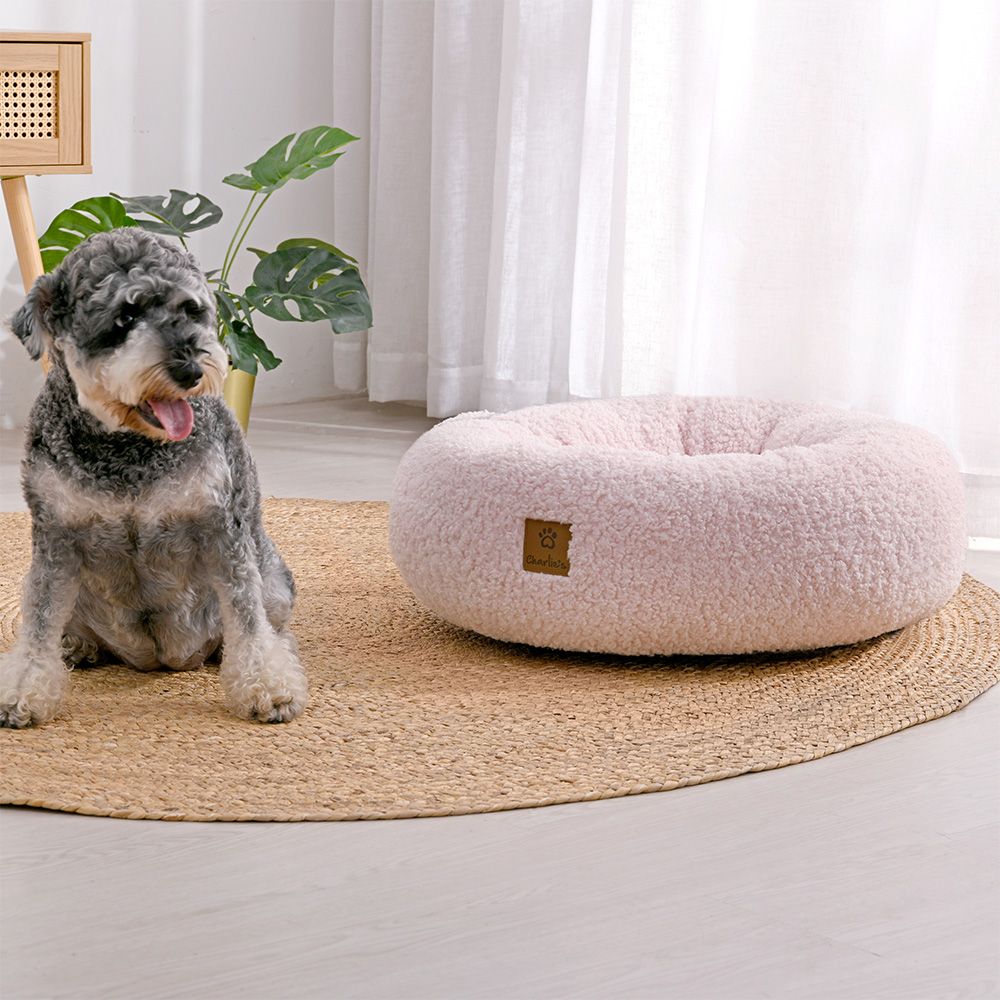 Charlie's Teddy Fleece Round Donut Pet Bed Pink 3