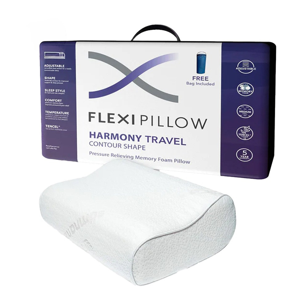 Flexi Pillow Harmony Travel Contoured Memory Foam Pillow