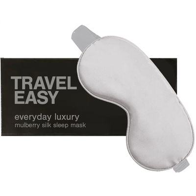 Travel Easy Luxurious Mulberry Silk  Silver Grey Sleep Mask Thumbnail