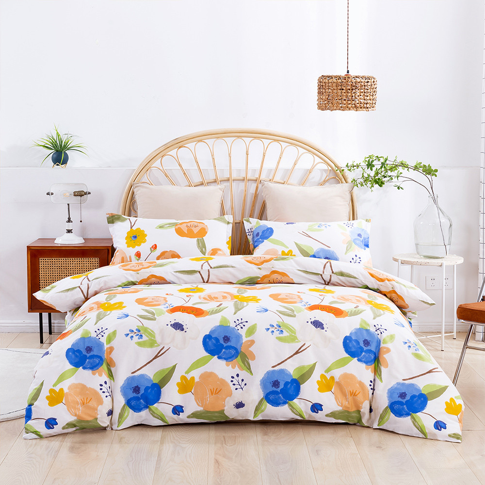 Dreamaker Cotton Printed Lily Orange Quilt Cover Set