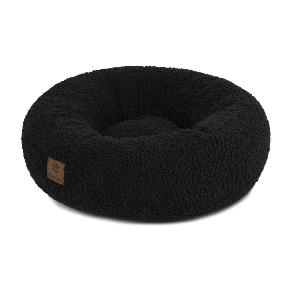 Charlie's Teddy Fleece Round Donut Pet Bed Charcoal 1