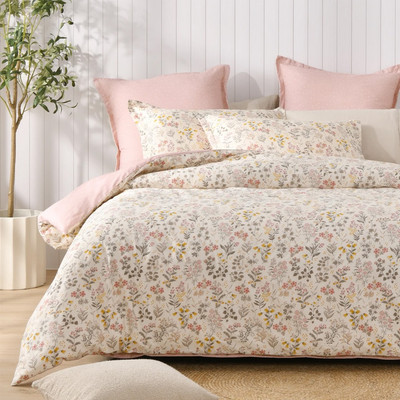 Dreamaker Cottage Flowers 100% Cotton Reversible Twin Pack European Pillowcase